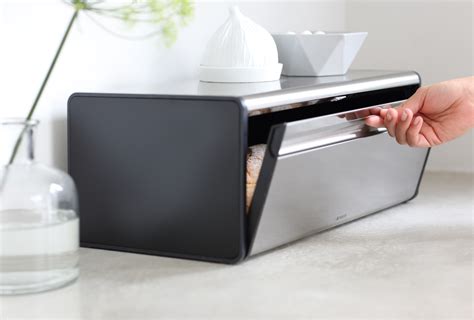 brabantia fall front fingerprint proof bread box in matte steel|Brabantia box for sale.